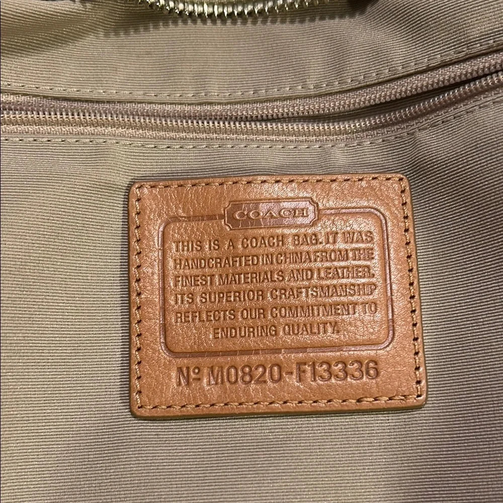 Coach Ivory & Tan Optic Signature Jacquard Duffle Shoulder Bag
