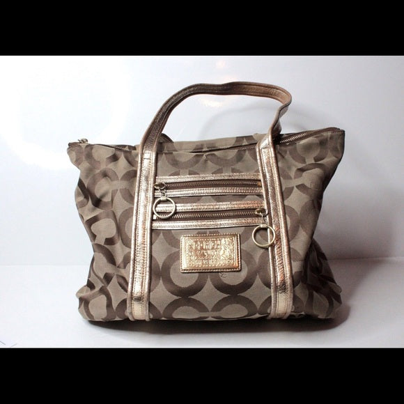 Coach Signature Poppy Op Art Glam Tote