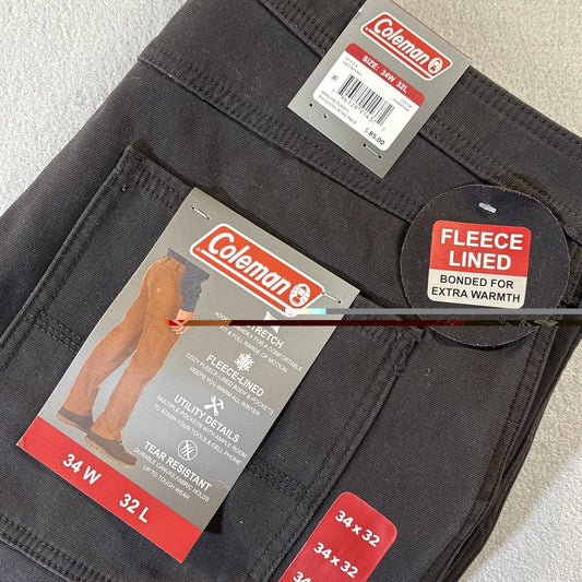 Coleman Men's Fleece Lined Utility Pants – Tear Resistant Stretch, Phantom (306)