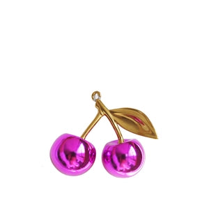 Glitter Resin Cherry Bag Charm Keychain – Purple Red & Bronze Gold (354)