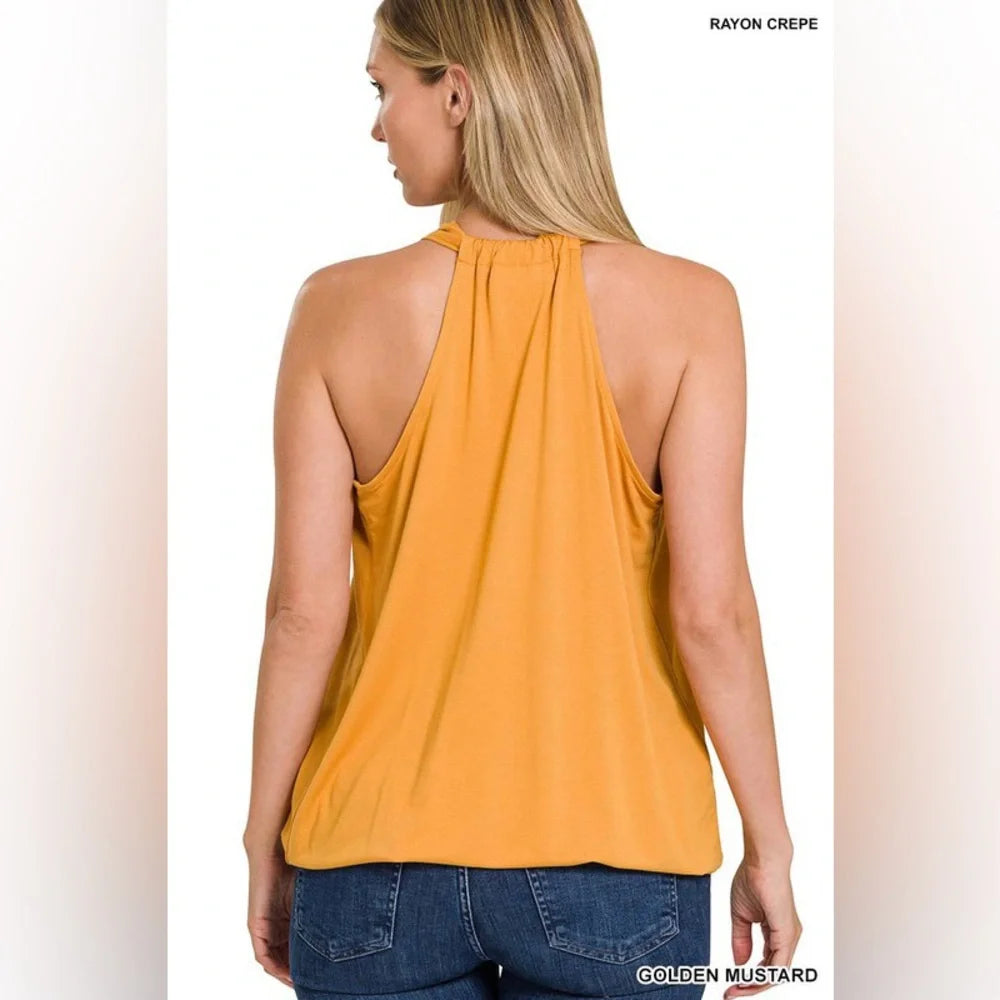 Zenana Crepe Surplice Halter Top