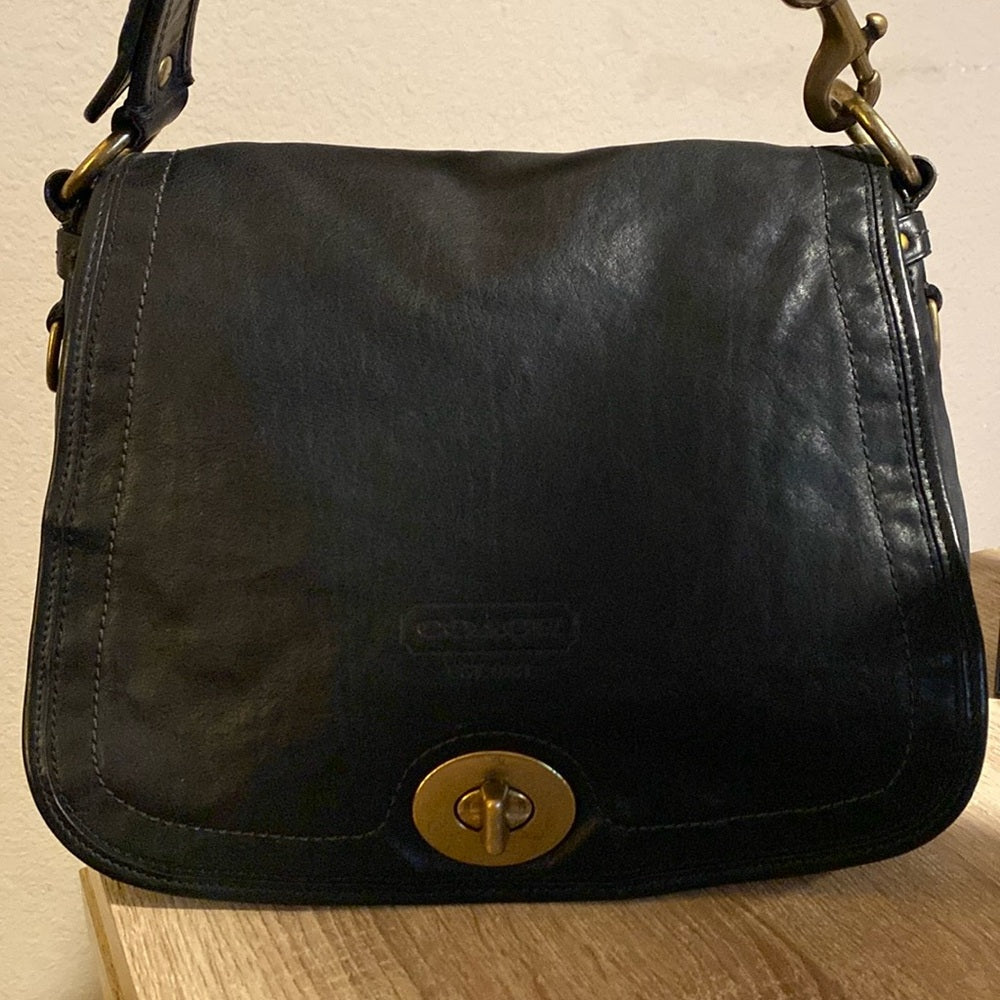Coach Black Legacy 65th Anniversary Turnlock Flap Hobo Bag
