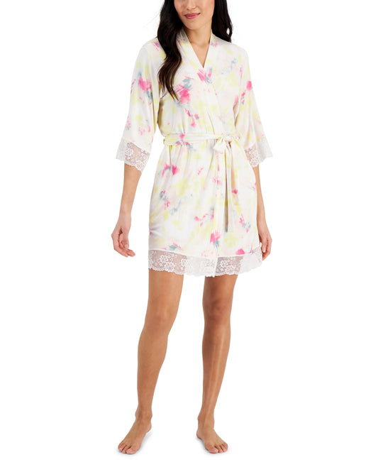 INC Lace Trim Short Wrap Robe, with matching shorts Created for Macy's