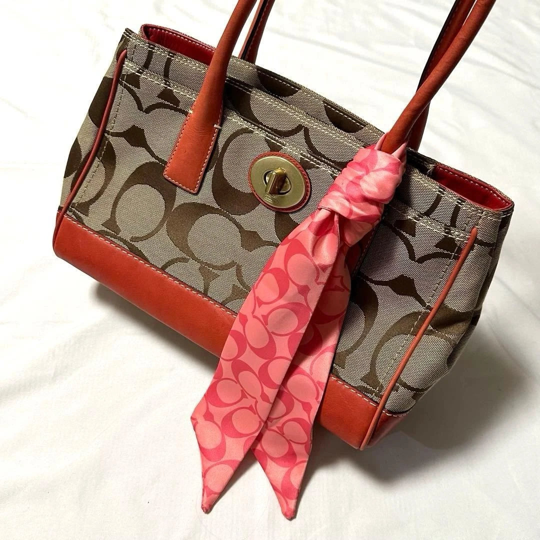Coach Hampton Madeline Signature Canvas Satchel in Brown/Orange