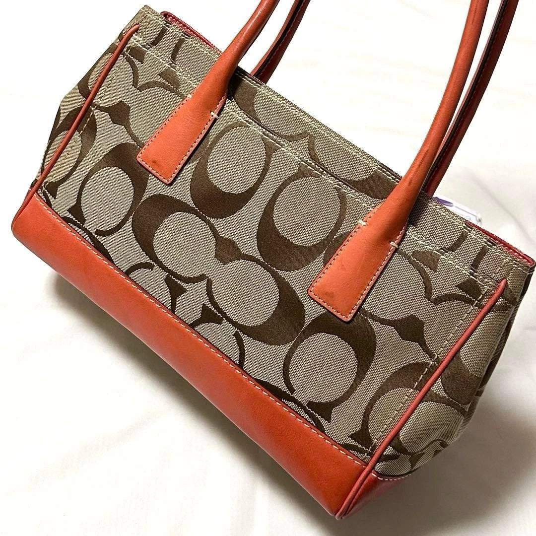 Coach Hampton Madeline Signature Canvas Satchel in Brown/Orange