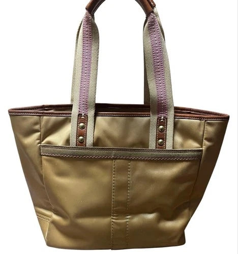 Coach Hamptons Weekend Tote in Nylon & Leather with Pink Accent