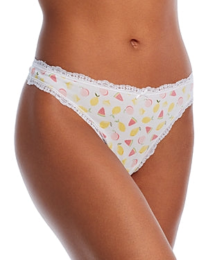 Aqua Intimates Lace Trim Thong White Combo